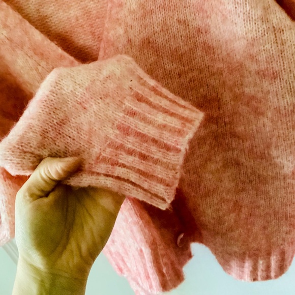 Artlove Paris Mohair Wool Blend V-neck Cardigan Pink Size L Oversized Relaxed - Picture 7 of 13